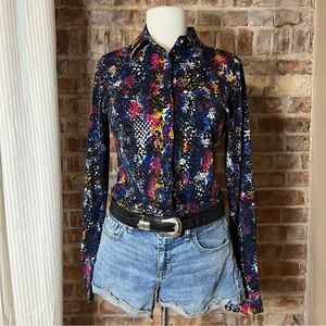 Vintage Wrangler Multicolor Women's Button-Up Top -Size S -TP28